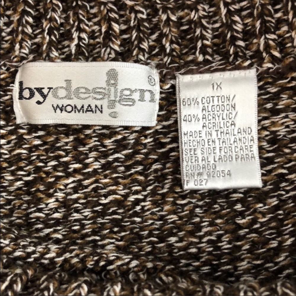 Oversize Knit Brown and White Sweater, Size 1x - Picture 5 of 5